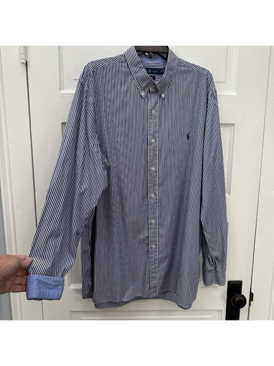Lauren Ralph Lauren Other - Ralph Lauren Mens XXL Blue White Stripe Button Down Shirt Cotton Stretch